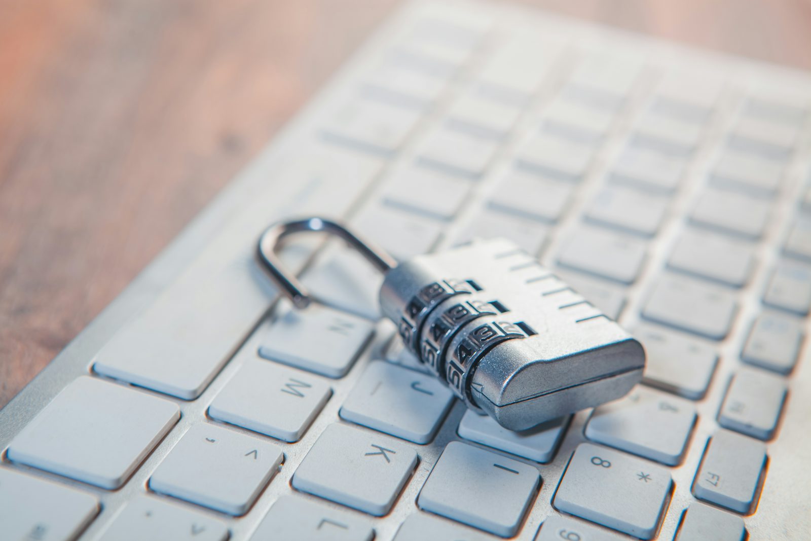 Padlock on computer keyboard
