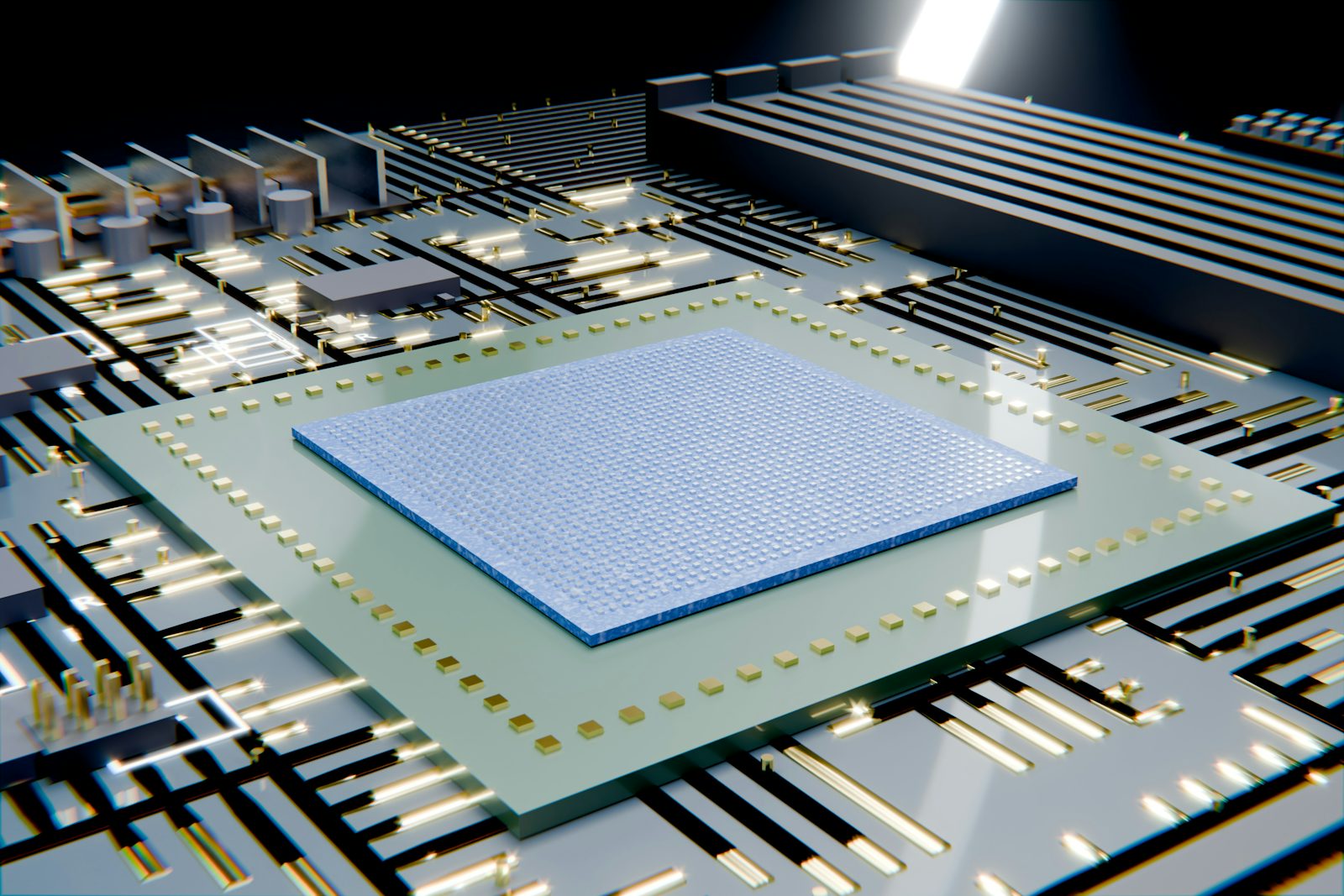Computer chip on circuit board
